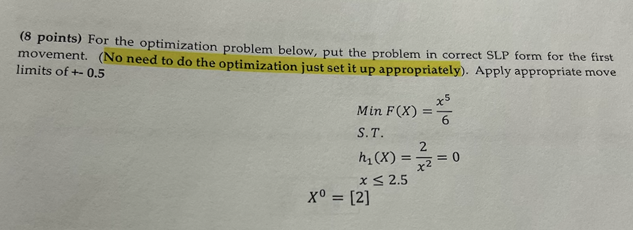 Solved For The Optimization Problem Below, Put The Problem | Chegg.com