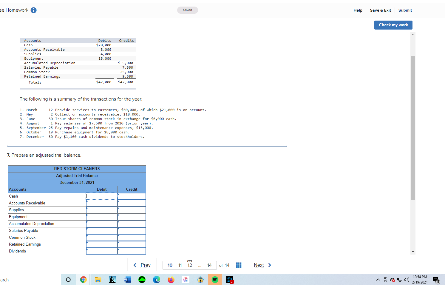 Solved ee Homework Saved Help Save & Exit Submit Check my | Chegg.com