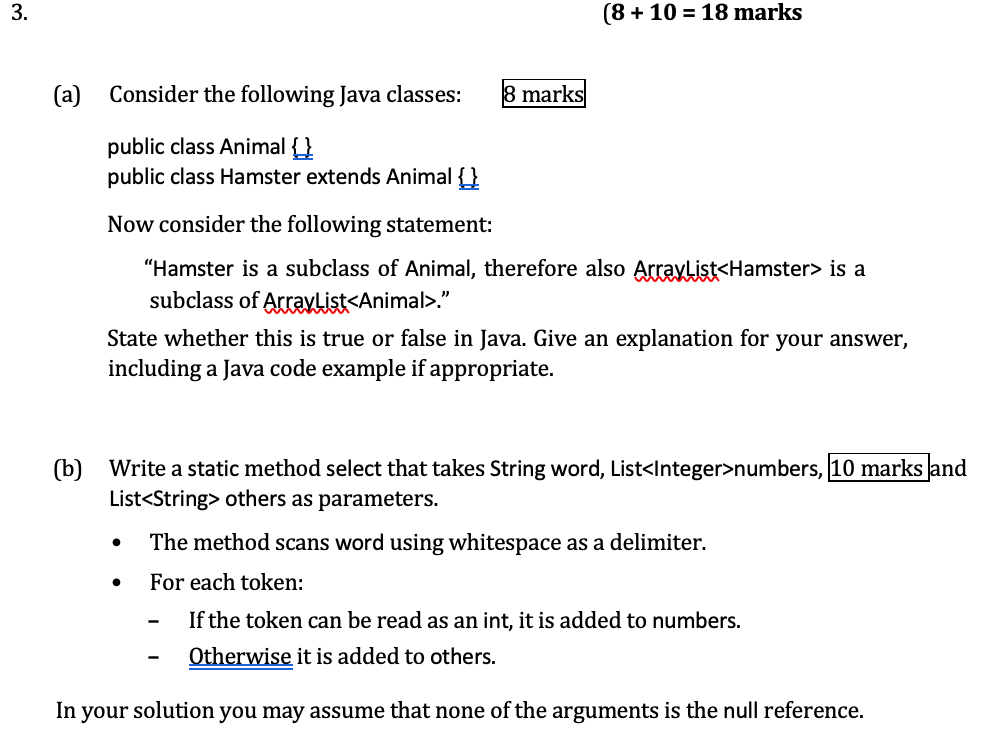 Solved (a) ﻿Consider the following Java classes: 8 | Chegg.com