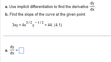 Solved a. Use implicit differentiation to find the | Chegg.com