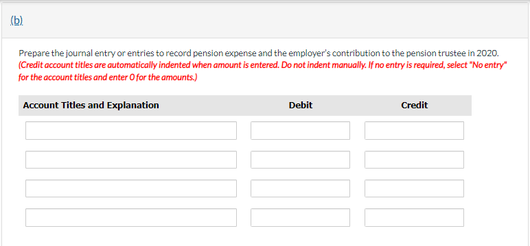 Prepare the journal entry or entries to record pension expense and the employers contribution to the pension trustee in \( 2