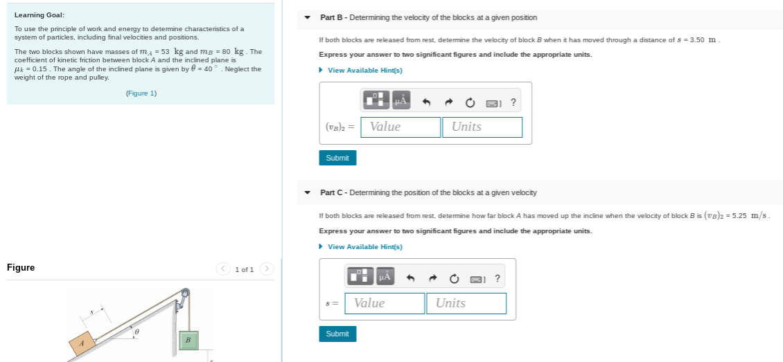 Solved Part B - Determining the velocity of the blocks at a | Chegg.com