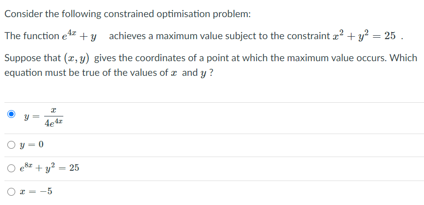 Solved Consider the following constrained optimisation | Chegg.com