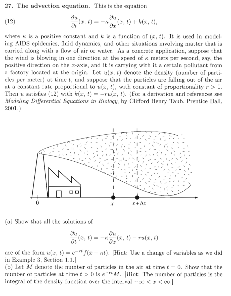 Solved 27. The advection equation. This is the equation | Chegg.com