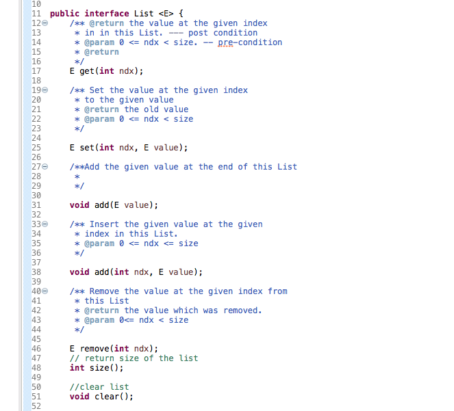 Solved الا ا * 10 11 public interface List { 120 /** | Chegg.com