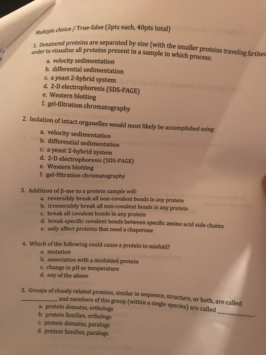 Solved Multiple Choice True False 2pts Each 40pts Total