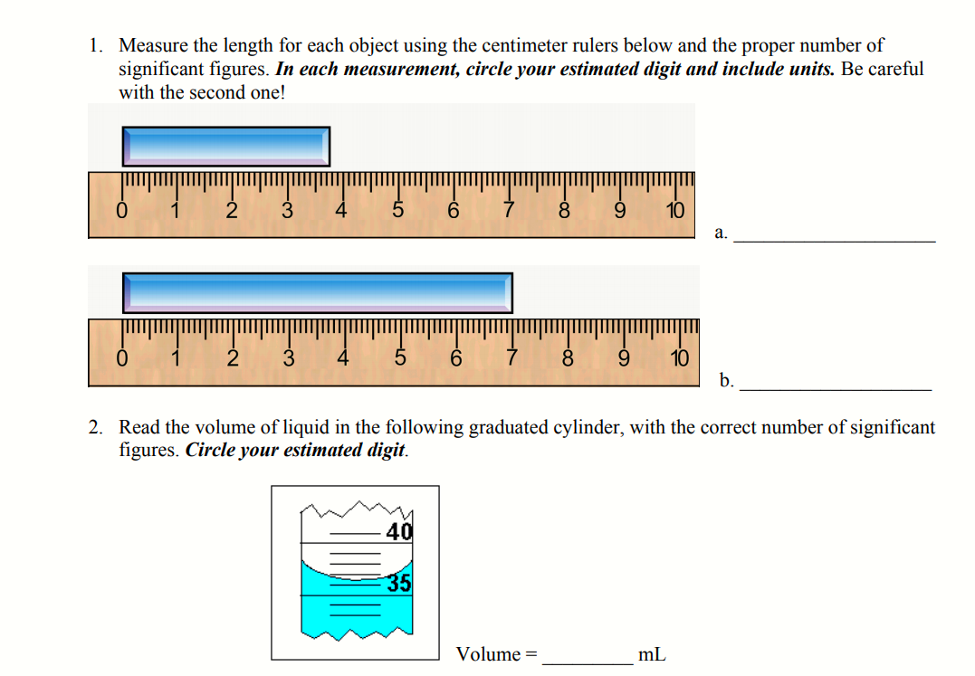 Solved 1. Measure the length for each object using the | Chegg.com