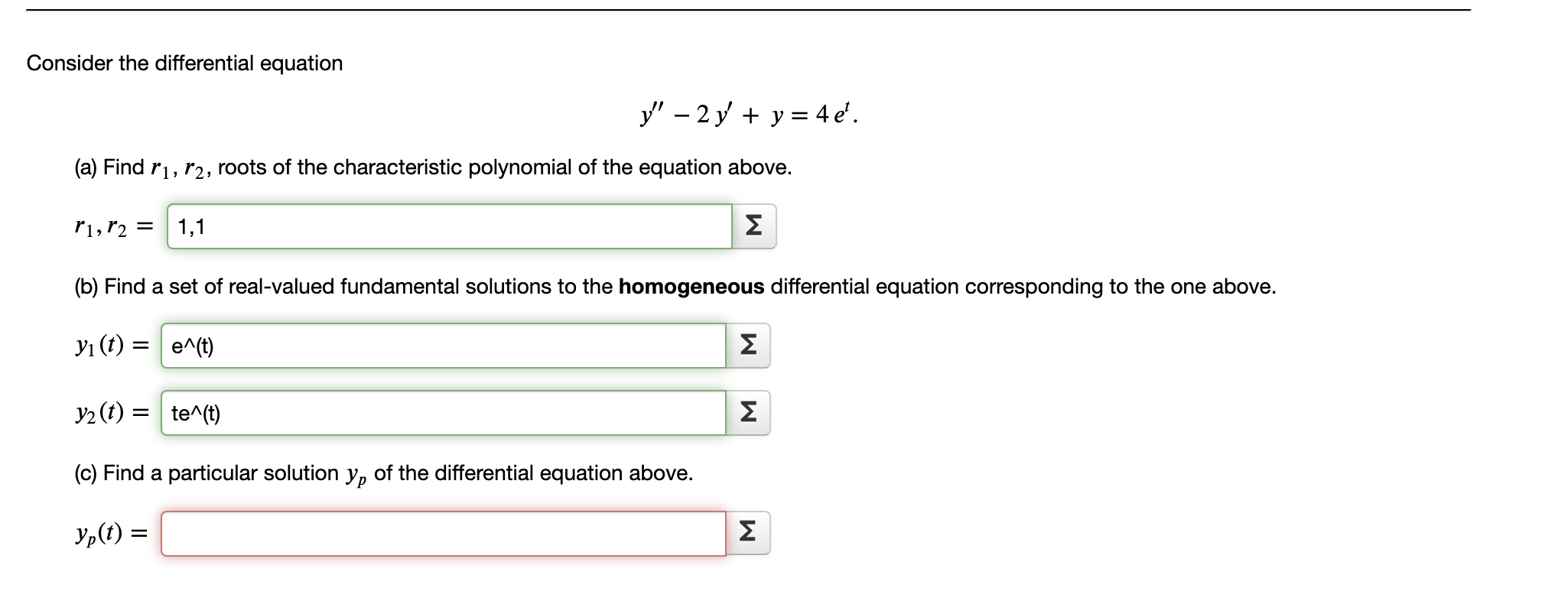 Solved Consider the differential equation y' - 2 y + y = 4 | Chegg.com