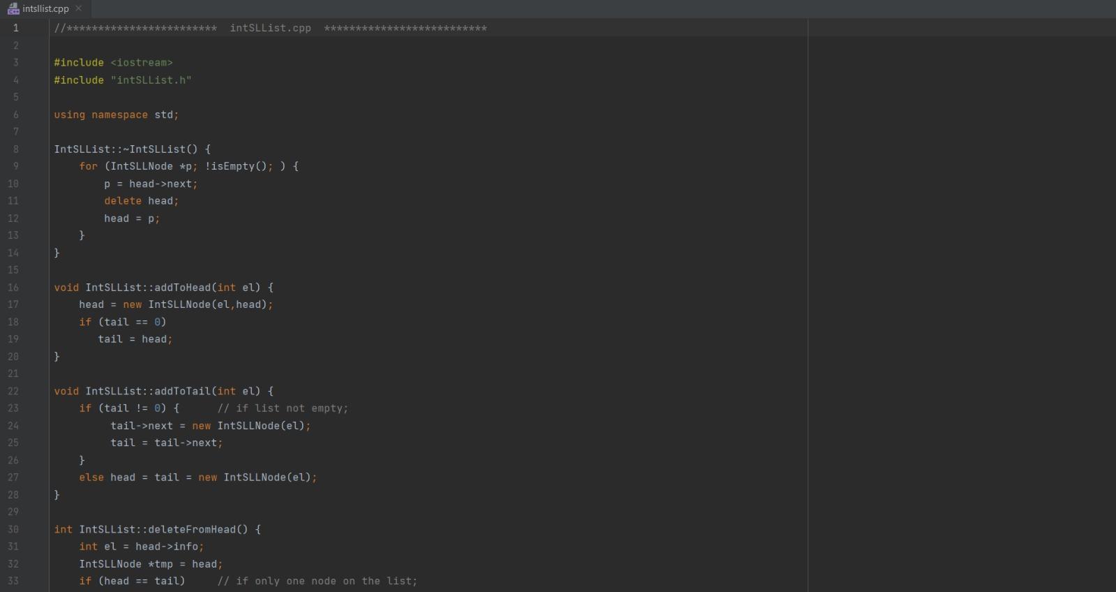 Solved Q1: Write a member function into given IntSLList | Chegg.com
