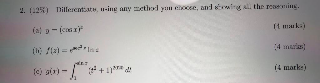 Solved 2 12 Differentiate Using Any Method You Choose Chegg Solved 2 12 Differentiate Using Any Method You Choose Chegg