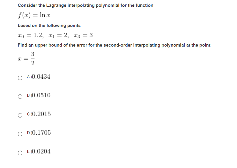 Solved Consider The Lagrange Interpolating Polynomial For