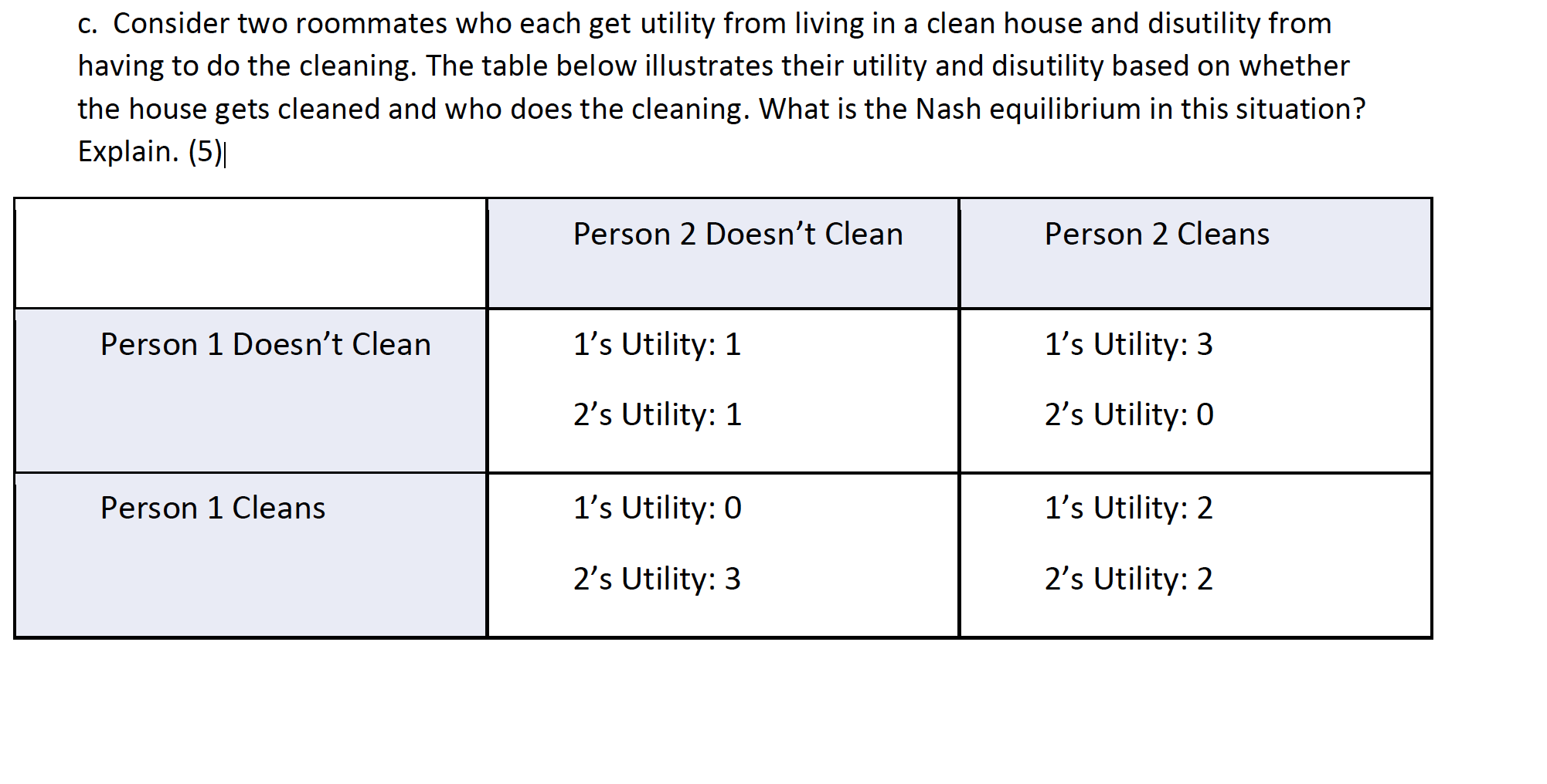 Solved C. Consider two roommates who each get utility from | Chegg.com