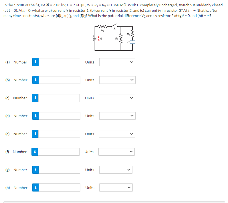 Solved = In the circuit of the figure 8 = 2.03 kV, C = 7.60 | Chegg.com