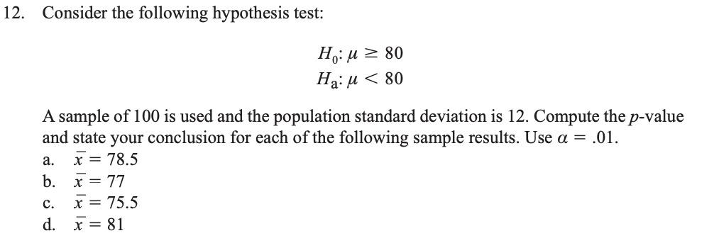 Solved 2. Consider The Following Hypothesis Test: | Chegg.com