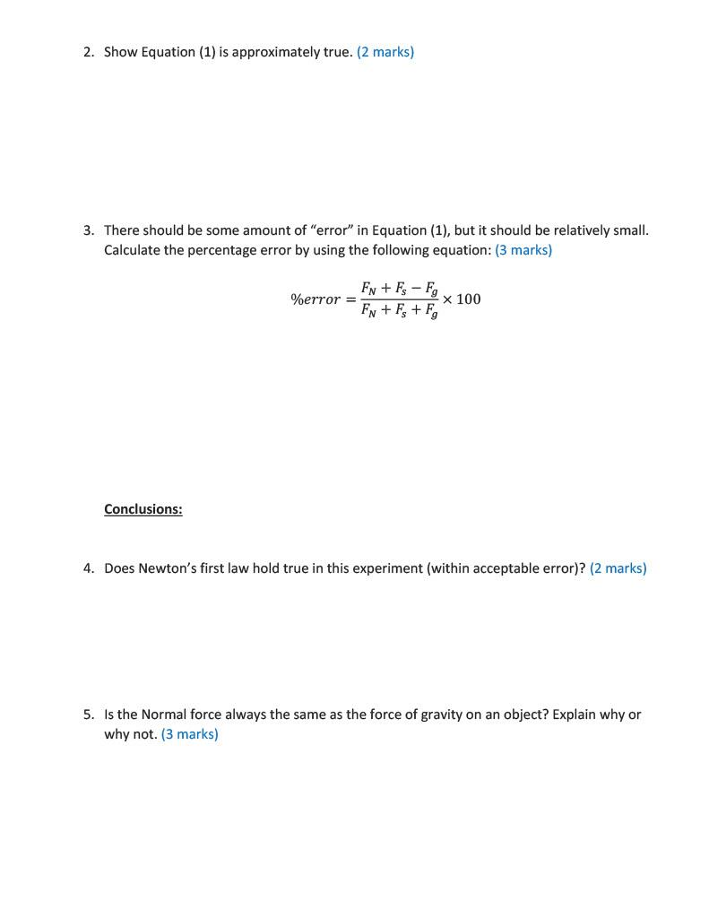 Newton's 1 st Law (Spring and Normal Force)