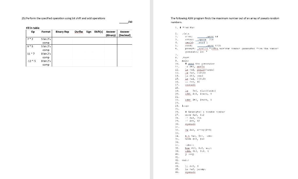 Solved 25) Perform the specified operation using bit shift | Chegg.com