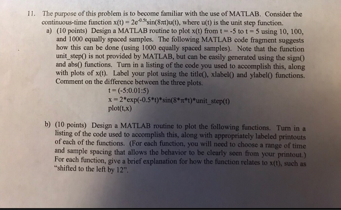 Solved The purpose of this problem is to become familiar | Chegg.com