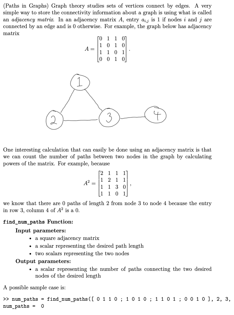 Solved (Paths in Graphs) Graph theory studies sets of | Chegg.com
