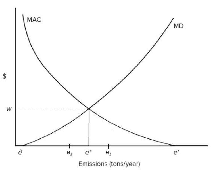 Solved We have seen that the efficient level of pollution is | Chegg.com
