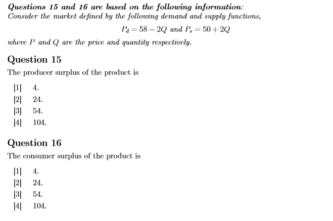 Solved Questions 15 and 16 are based on the following | Chegg.com