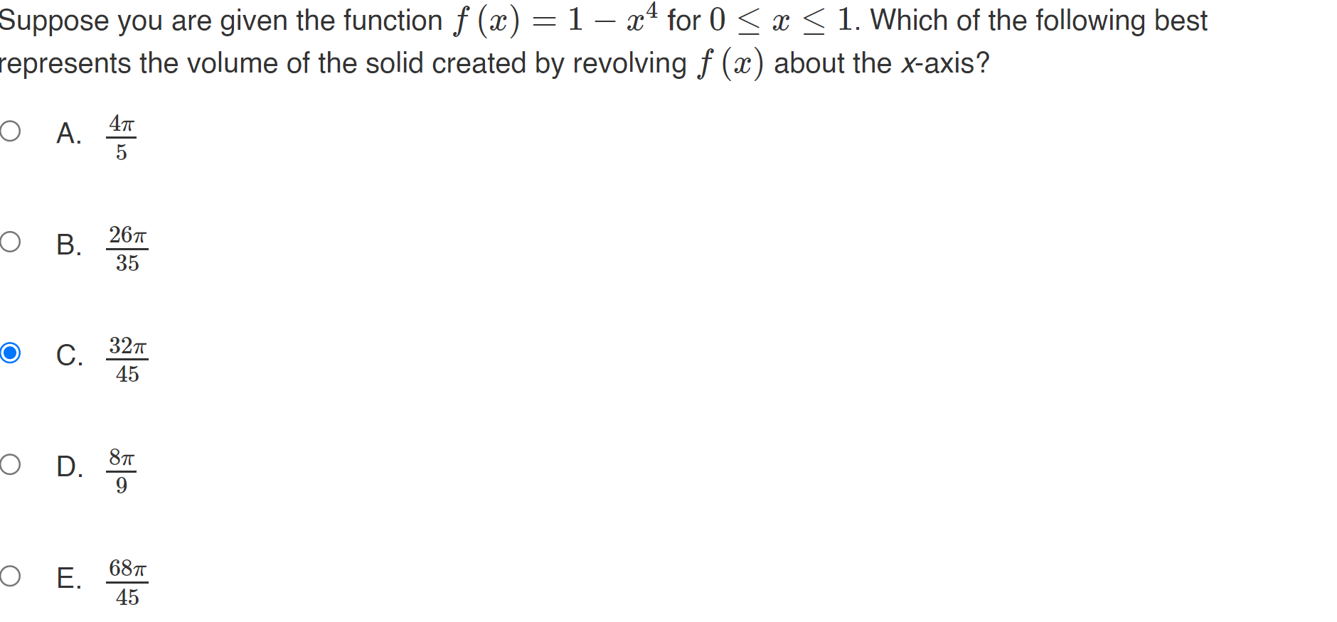 Solved Which of the following best represents the volume of | Chegg.com