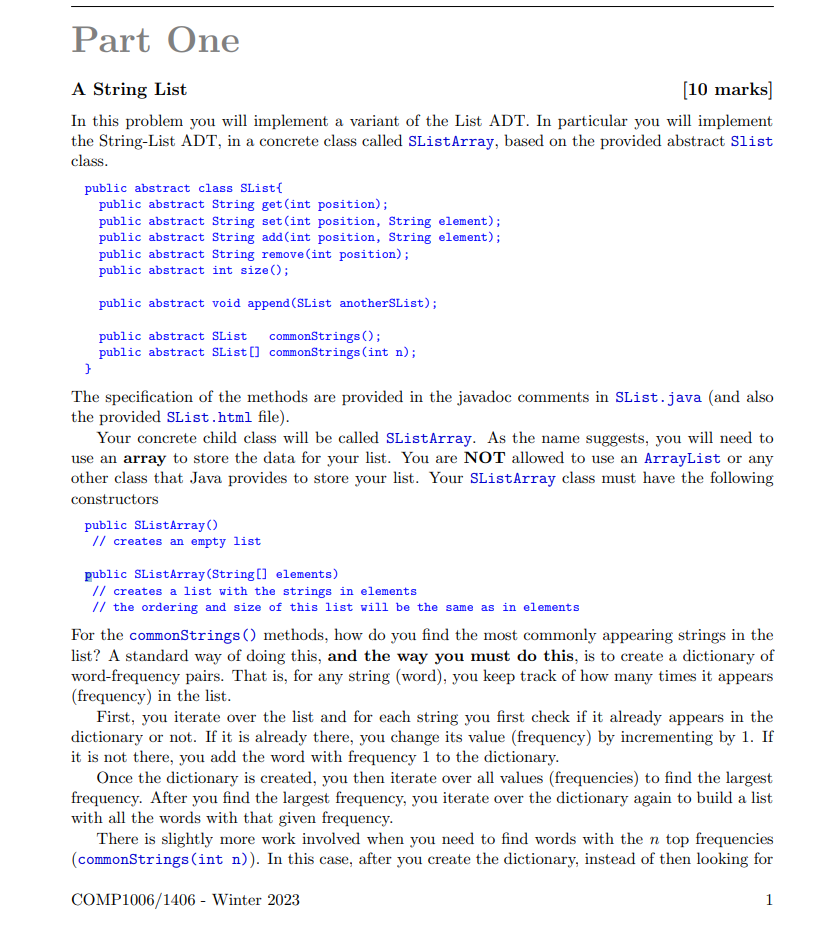 Solved A String List [10 marks ] In this problem you will | Chegg.com