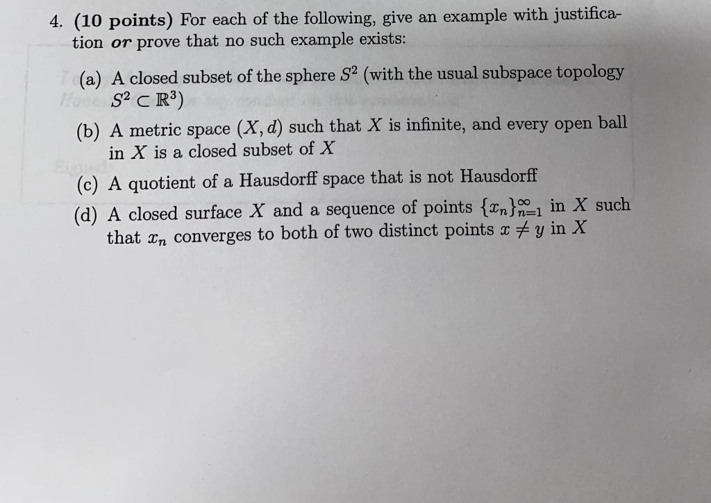 Solved 4 10 Points For Each Of The Following Give An 1884