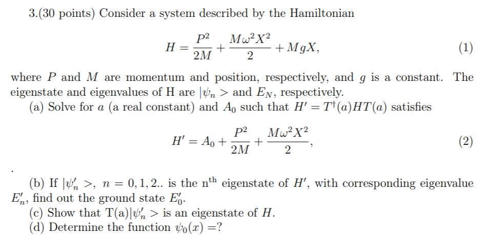 Solved 3 30 Points Consider A System Described By The H Chegg Com
