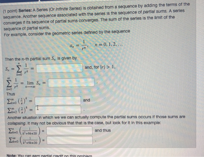 Solved 1 Point Series A Series Or Infinite Series Is 8105