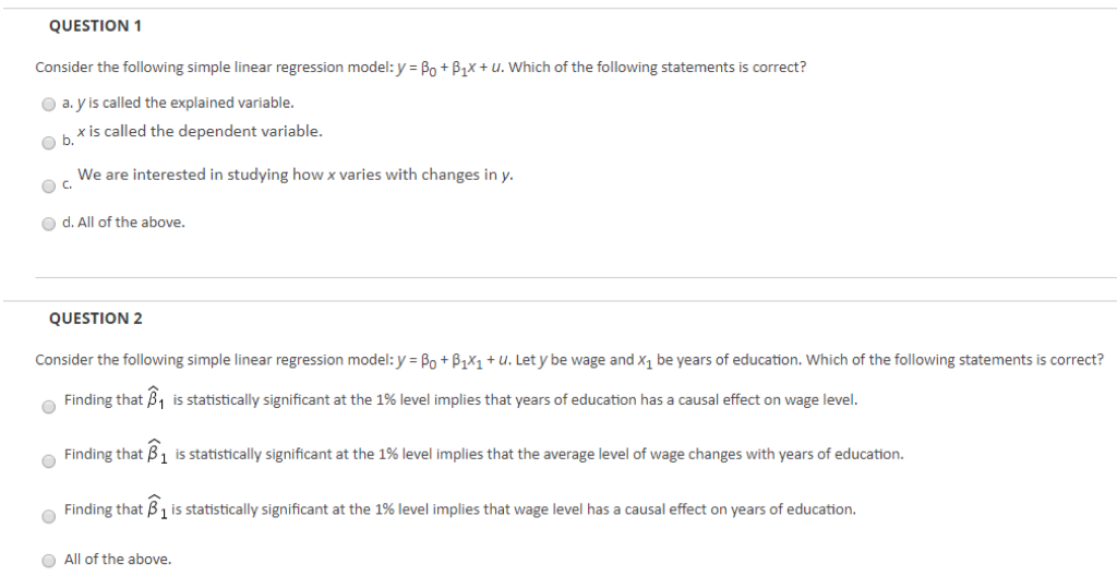 Solved QUESTION 1 Consider the following simple linear | Chegg.com