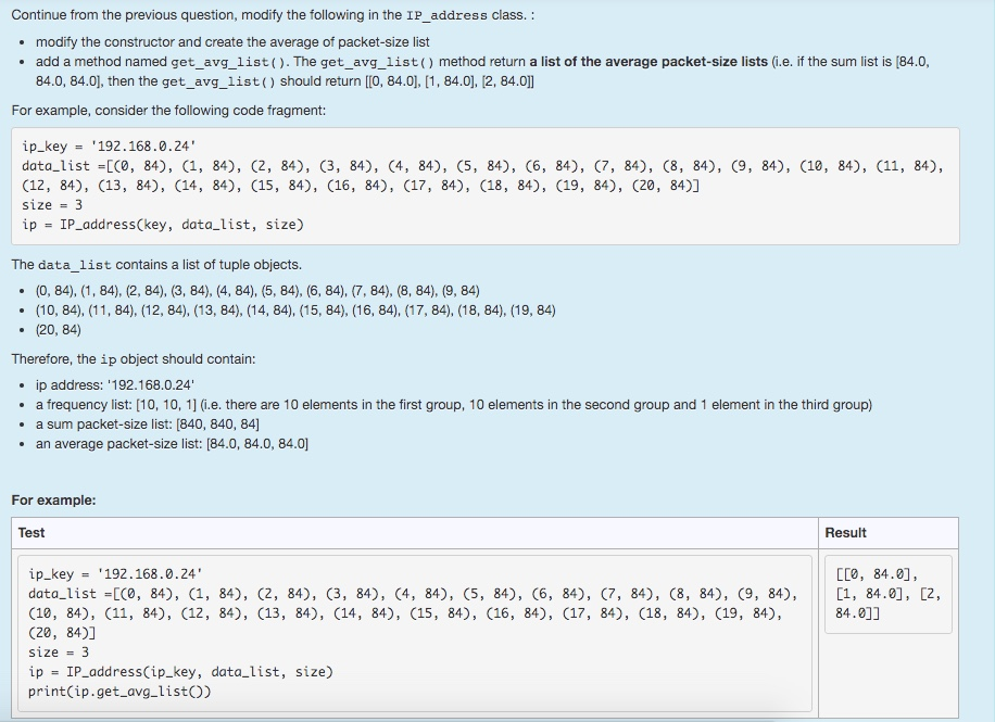Solved class IP address: def __init__(self, ip_key, | Chegg.com