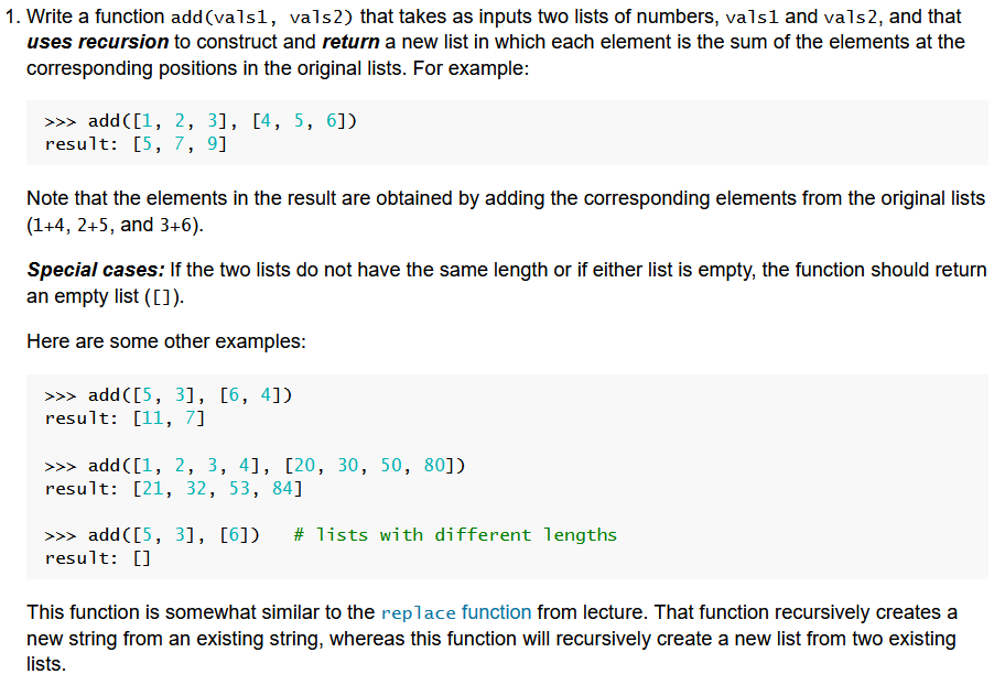 Solved 1. Write a function add (va 1s1, va 1s2 ) that takes | Chegg.com