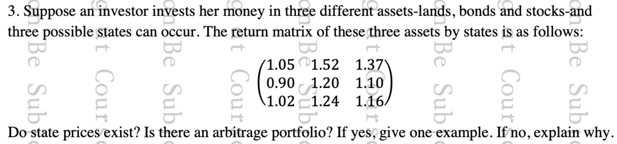 Solved 3. Suppose an investor invests her money in three | Chegg.com