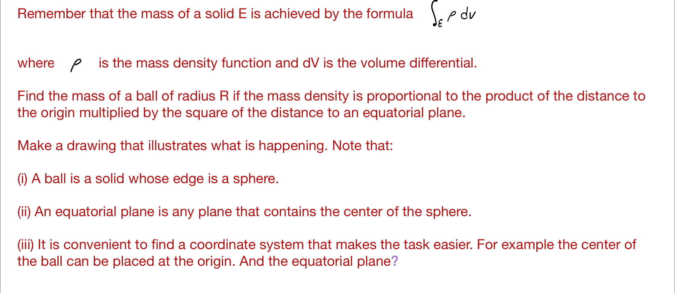 Solved Remember that the mass of a solid E is achieved by | Chegg.com