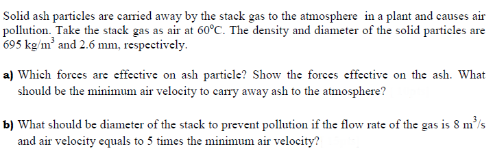 Solid ash particles are carried away by the stack gas | Chegg.com