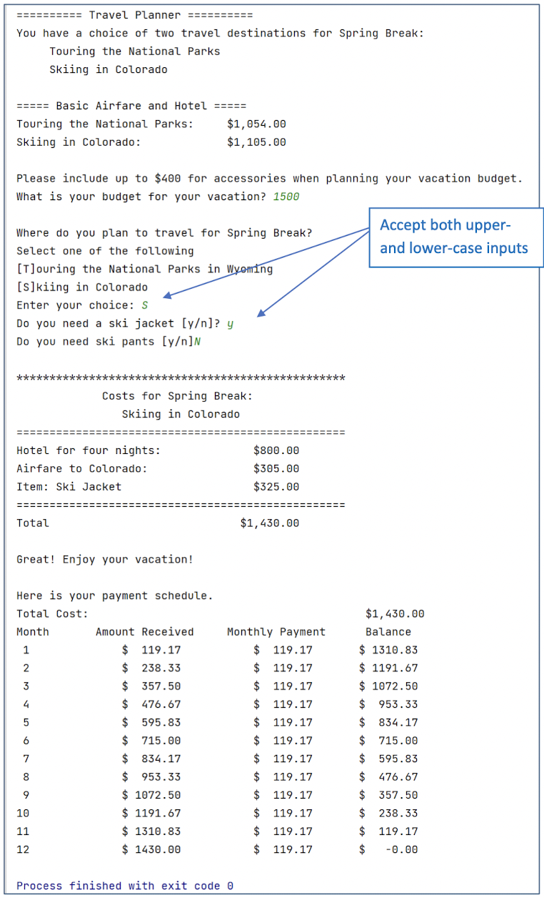 Solved For two vacation options, the Python program should | Chegg.com