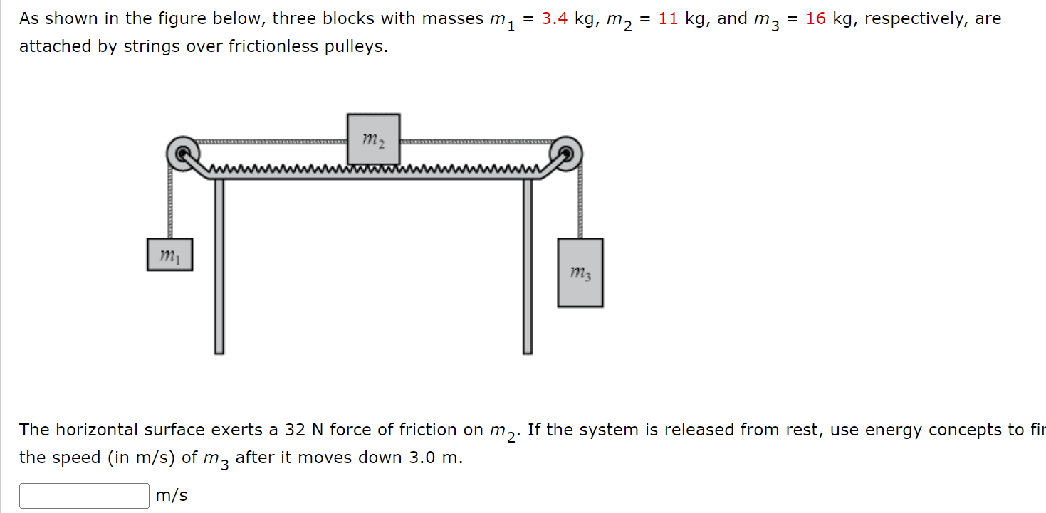 Three masses m, m, and mz are attached to a string as shown in the figure.  All three masses are held rest and then released. To keep m, rest, the  condition is