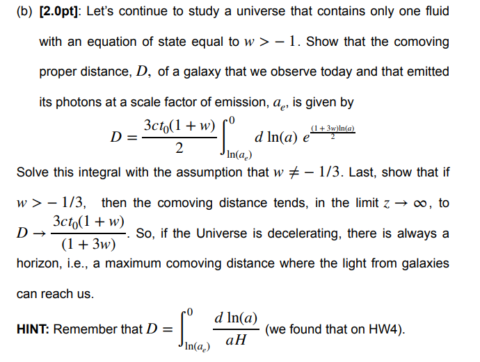 Solved (b) [2.0pt]: Let's continue to study a universe that | Chegg.com