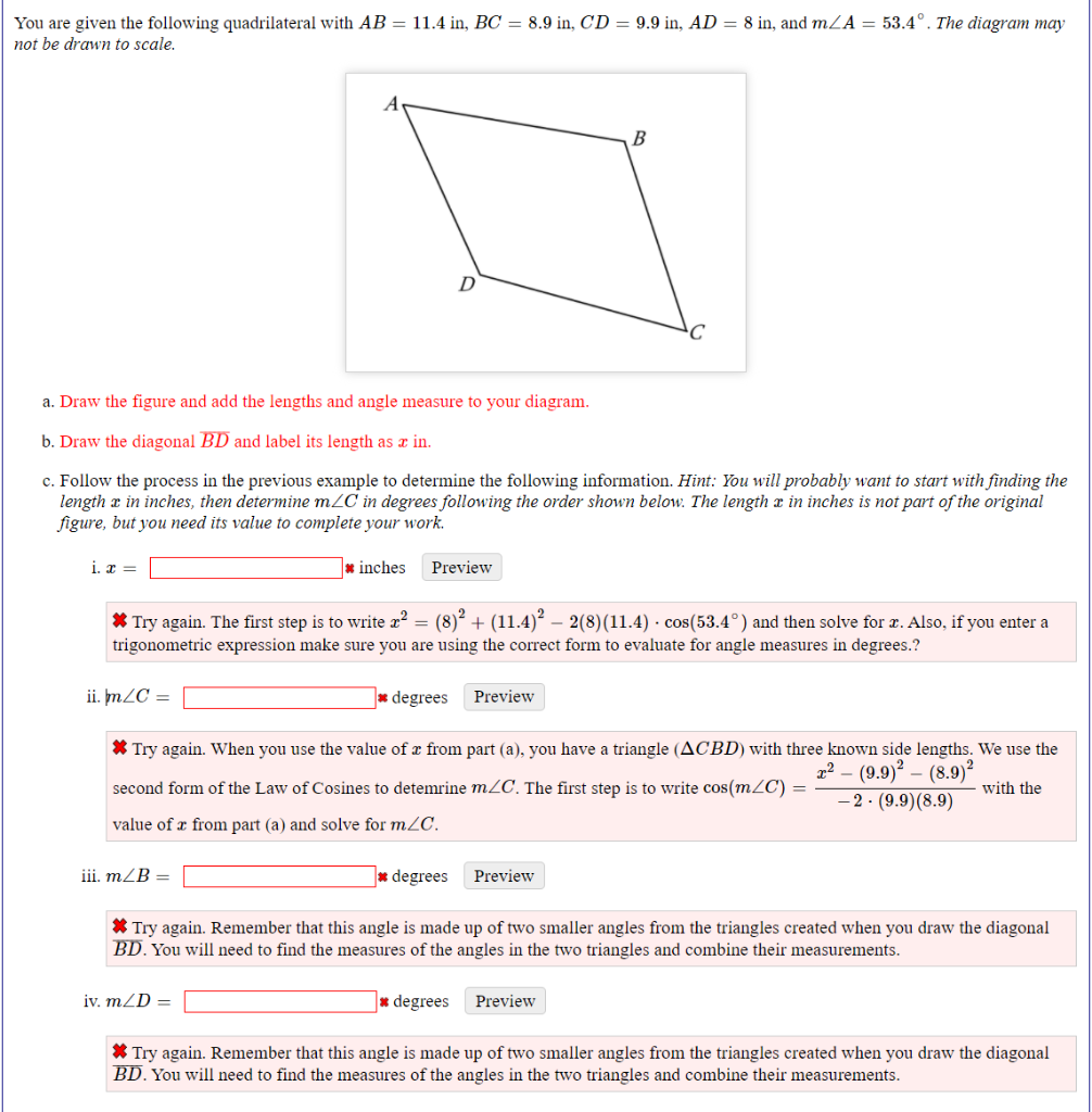 Solved You are given the following quadrilateral with AB = | Chegg.com