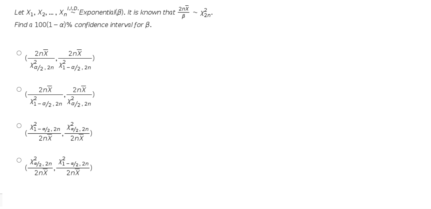 Solved 1.1.D. 2n3 Let X1, X2,, Xn "Exponential(B). It is