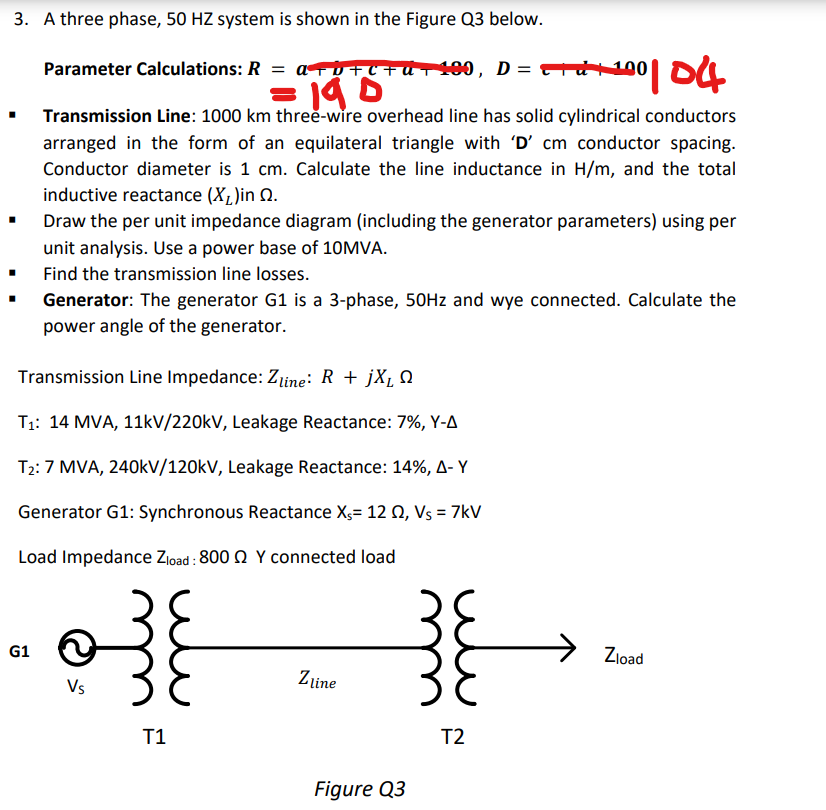 Solved 3. A three phase, 50 HZ system is shown in the Figure | Chegg.com