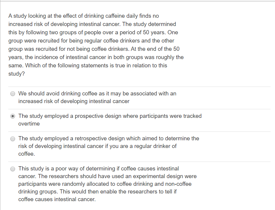 Solved A study looking at the effect of drinking caffeine | Chegg.com