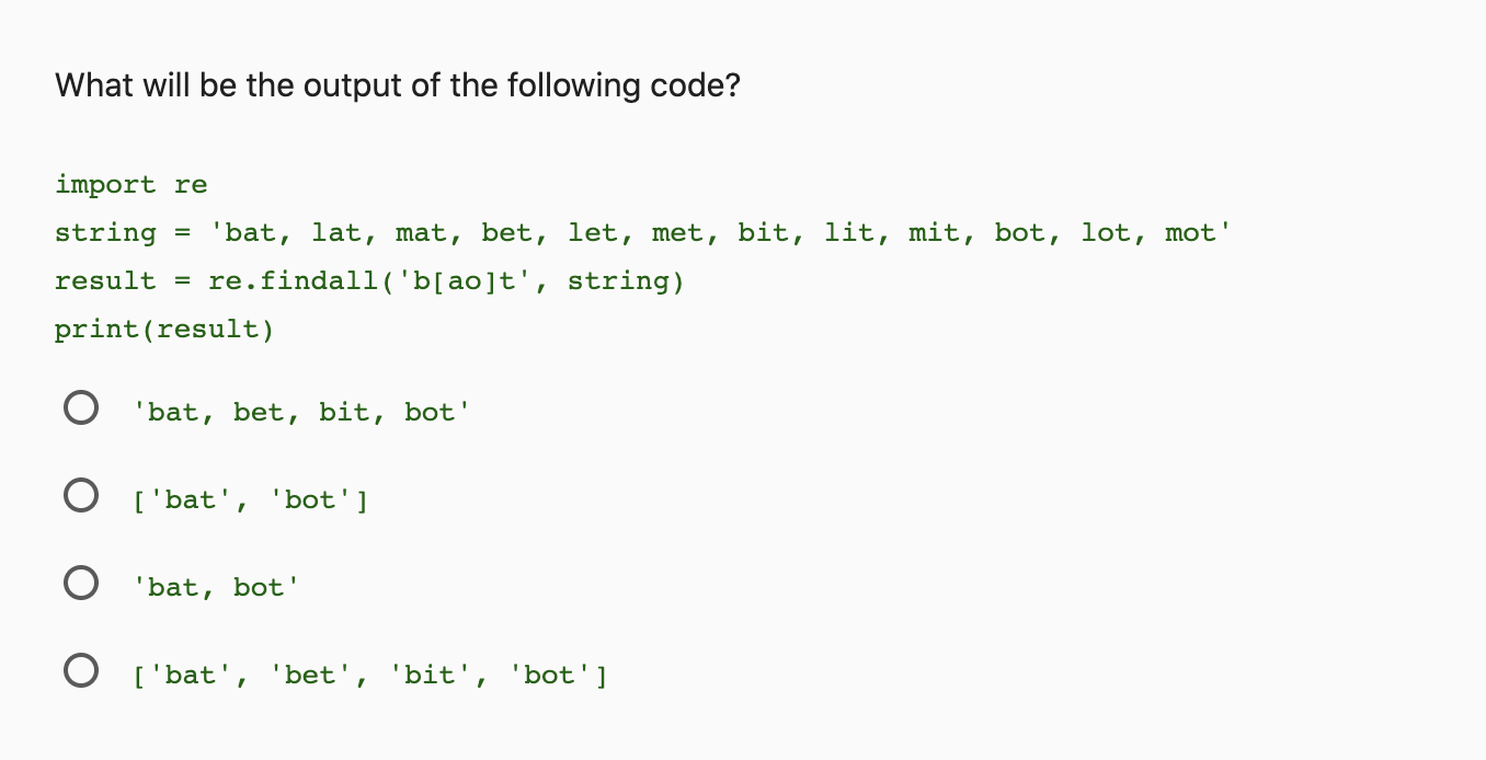 Solved What Will Be The Output Of The Following Code Imp Chegg Com
