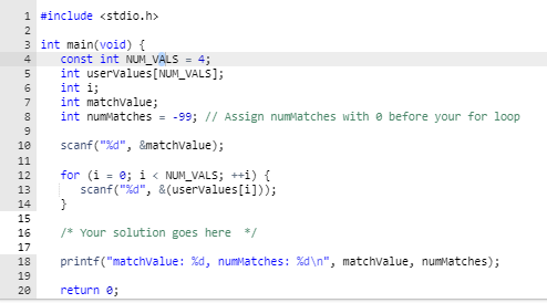 Solved in C please! 8.4.2: Finding values in arrays Assign | Chegg.com