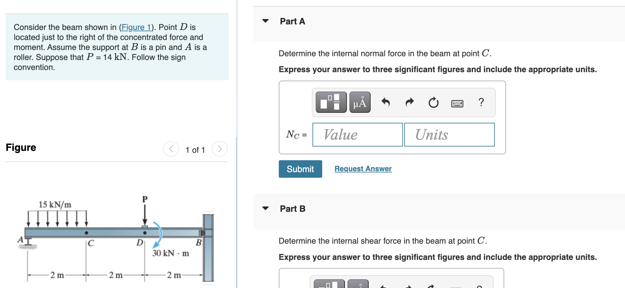 Solved Consider the beam shown in (Figure 1). Point D is | Chegg.com