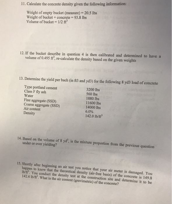Solved 6. Calculate the wlc ratio given the following | Chegg.com