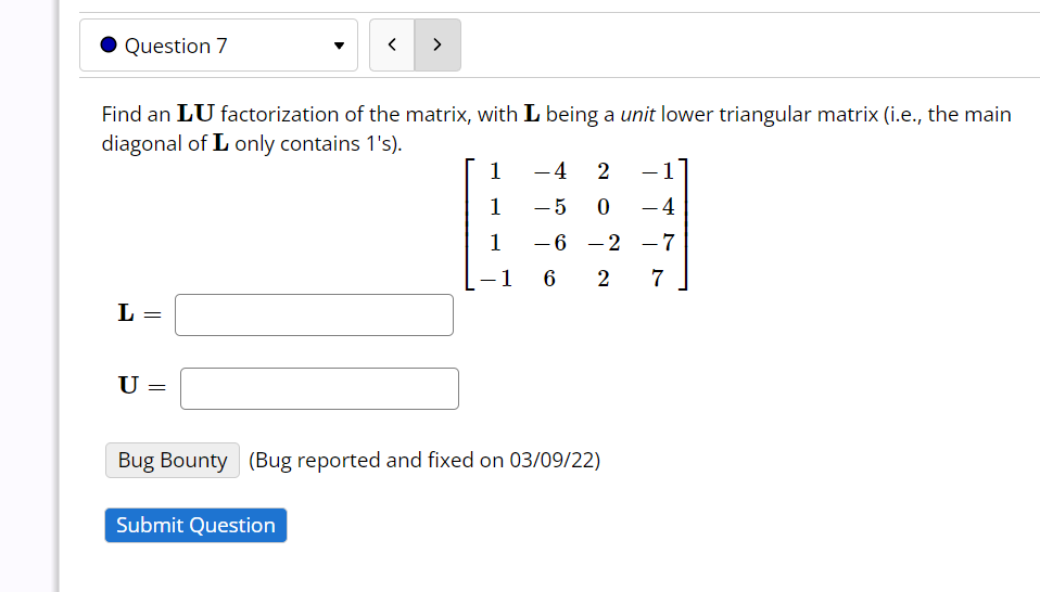 Solved find an lu factorization of the matrix with l being chegg