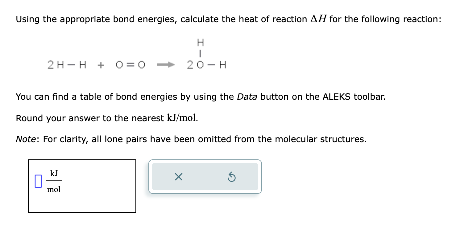 Solved Using The Appropriate Bond Energies, Calculate The | Chegg.com