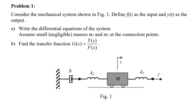 Solved Problem 1: Consider the mechanical system shown in | Chegg.com