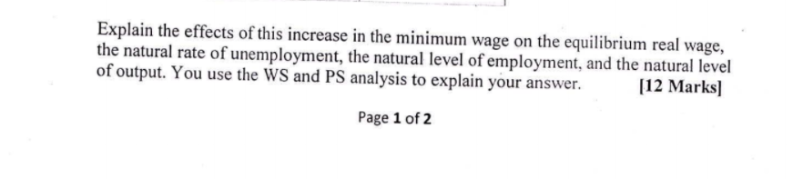 Solved Explain the effects of this increase in the minimum | Chegg.com